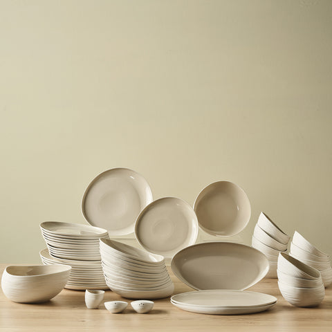 Karaca Earth Collection Rise 55 Parça 12 Kişilik Yemek Takımı, Cream