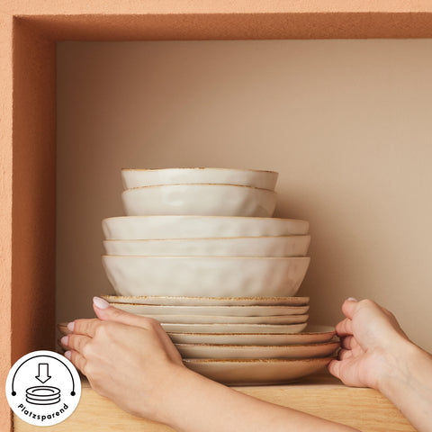 Karaca Earth Collection Aria 55-teiliges Tafelservice für 12 Personen Beige