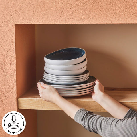 Karaca Earth Collection New Galactic Oscar Reactive Glaze 55-teiliges Tafelset für 12 Personen, Multi