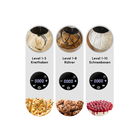 Karaca Mastermaid Chef Ultra D2000W Küchenmaschine mit Digitaldisplay Galaxy Grey 7L