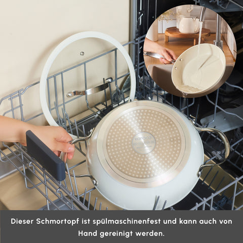 Karaca Swiss Crystal Almond Cream Kulplu Düz Tencere 30 cm
 