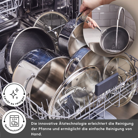Karaca 3Ply Edelstahl Sparkle 7-teiliges Antihaft-Induktions-Kochgeschirr-Set, Silber