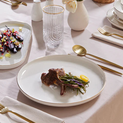 Karaca Stream Bone China Favaro 53-teiliges Tafelservice für 12 Personen, Gold
