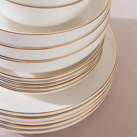 Karaca Stream Bone China Favaro 53-teiliges Tafelservice für 12 Personen, Gold