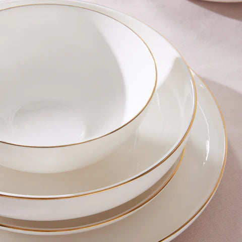 Karaca Stream Bone China Favaro 53-teiliges Tafelservice für 12 Personen, Gold