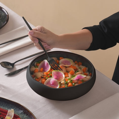 Karaca Earth Collection Galactic 55-teiliges Tafelservice für 12 Personen – Schwarz