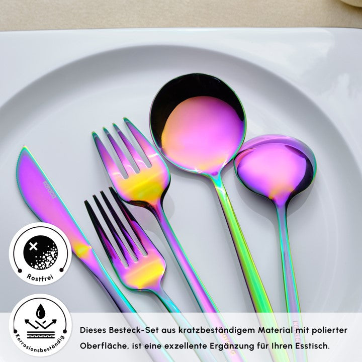 Karaca Orion Rainbow 12-Personen 60-Teiliges Besteckset