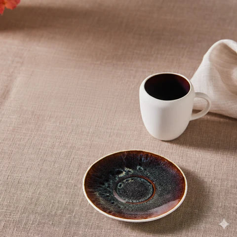 Karaca Earth Collection New Galactic 2-Piece Reactive Glaze Espresso Turkish Coffee Cup Set, 100ml, White