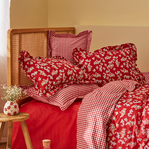 Karaca Home Carlo Duvet Cover Set, Double, Red
