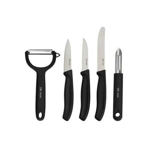 Dr. Inox Forces 5-teiliges Messerset mit Schäler, Schwarz