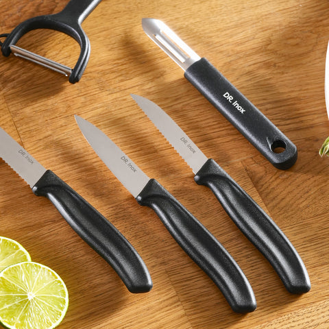 Dr. Inox Forces 5-teiliges Messerset mit Schäler, Schwarz