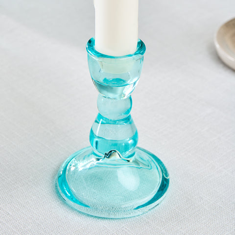 Karaca Home Marine Glass Candle Holder, Turquoise