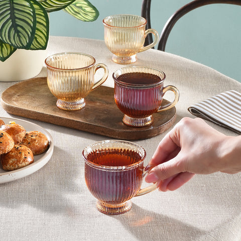 Karaca Maya 4-Piece Glass Tea Cup Set for 4 People, 200ML