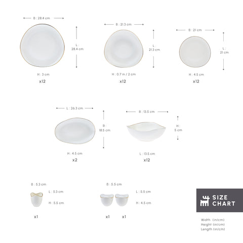 Karaca Stream Bone Middle 53-Piece Dinner Set for 12 People Gold